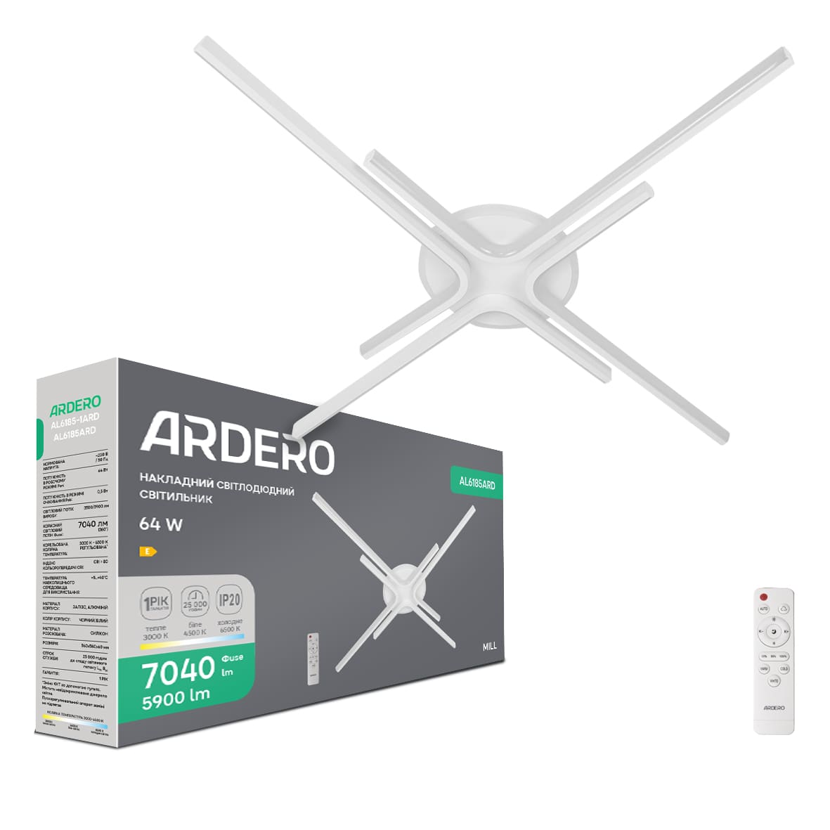 Светодиодный накладной светильник Ardero AL6185ARD MILL 64Вт белый №1