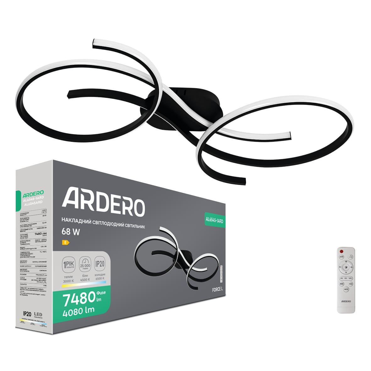 Светодиодный накладной светильник Ardero AL6545-1ARD FORCE L 68Вт черный №1