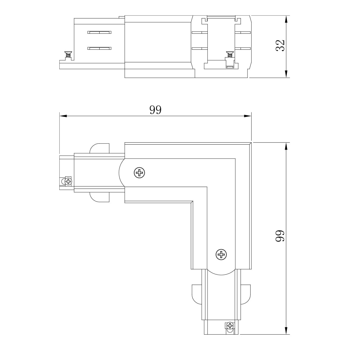 Соединитель угловой Ardero LD1301-LR для трехфазного шинопровода черный №2