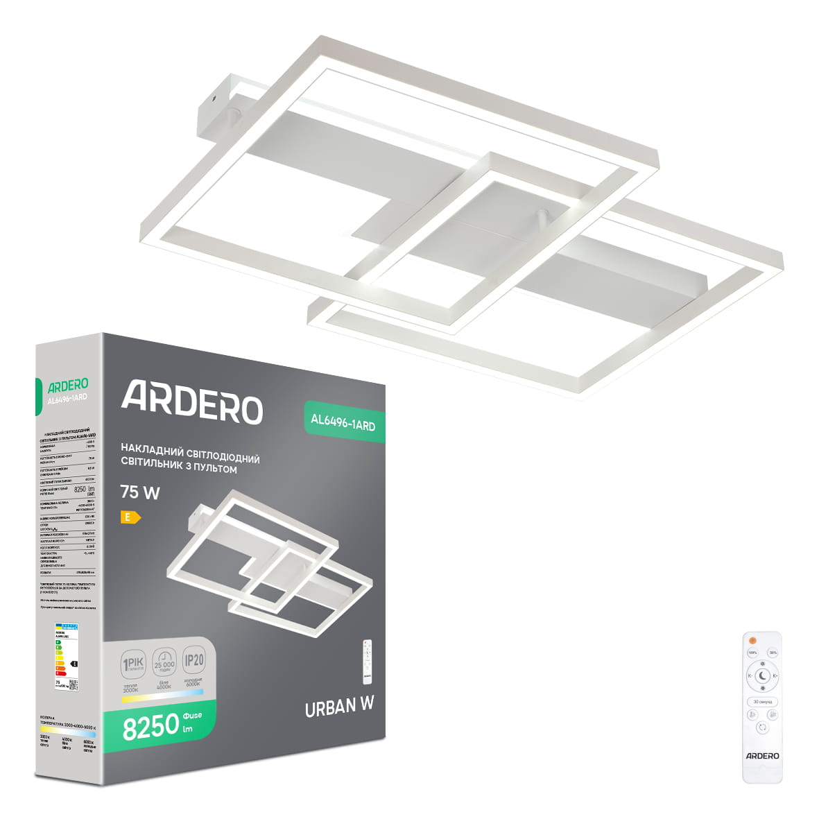 Светодиодный накладной светильник Ardero AL6496-1ARD URBAN W 75Вт белый №1