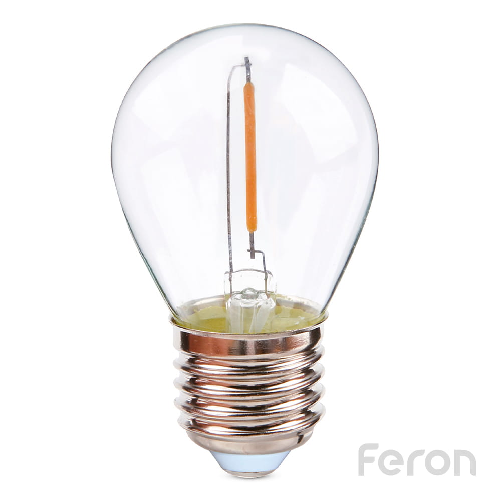 Светодиодная лампа Feron Filament LB-61 1Вт E27 2700K прозрачная №2