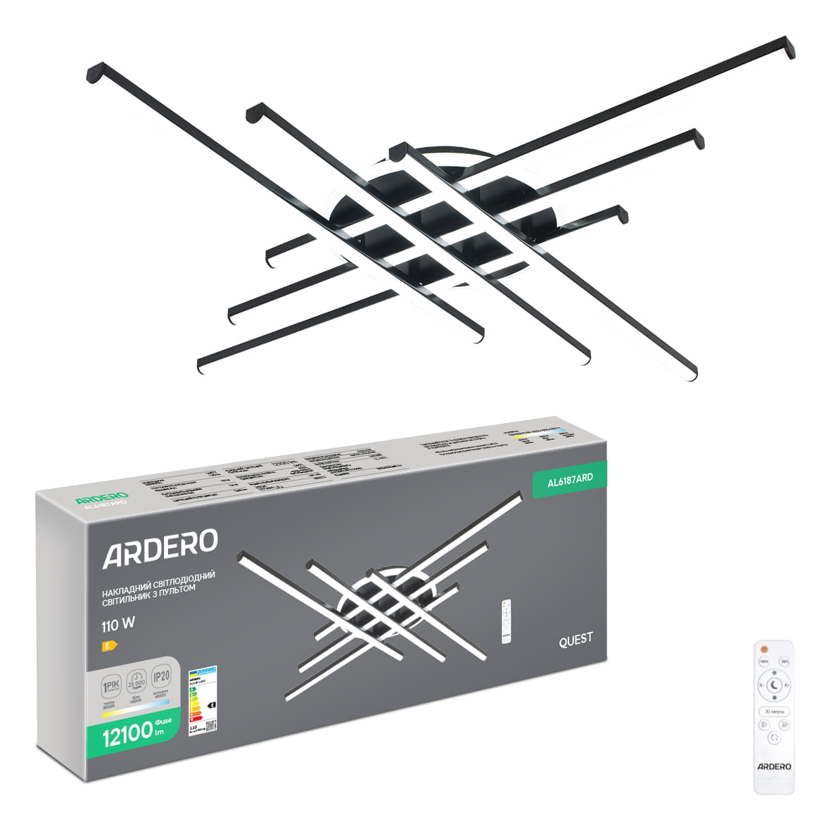 Светодиодный накладной светильник Ardero AL6187ARD QUEST 110Вт черный №1