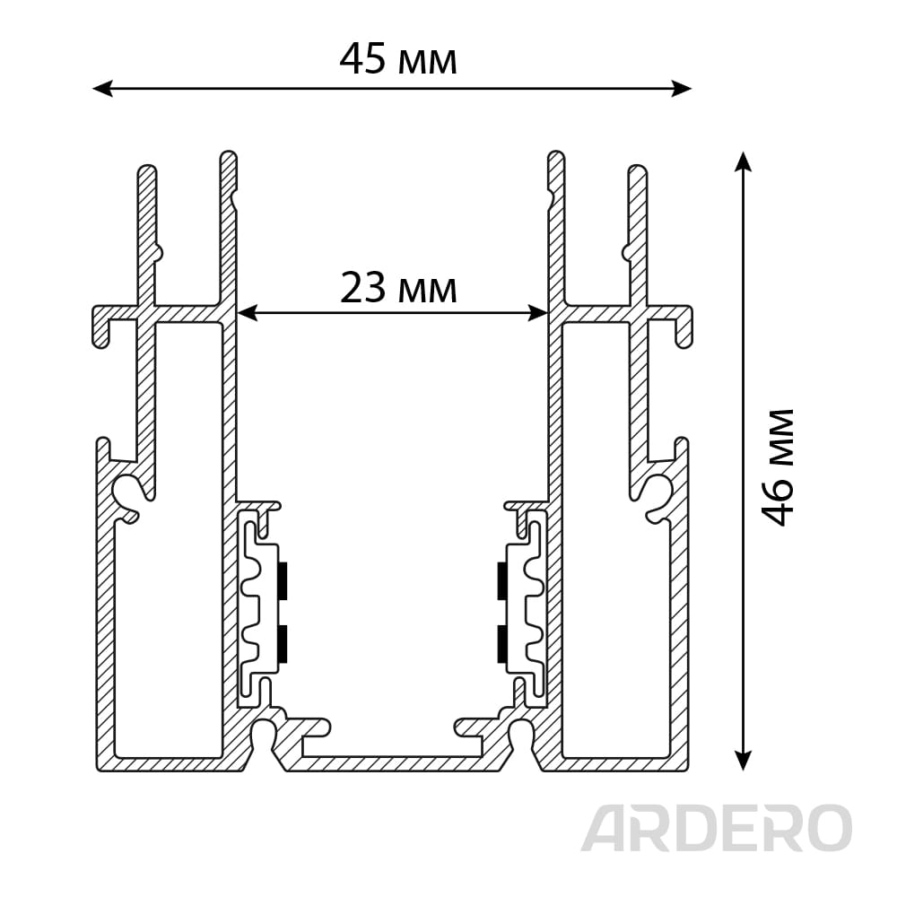 Угловой соединитель Ardero LD2040 для встроенного шинопровода CABM1004 черный №2