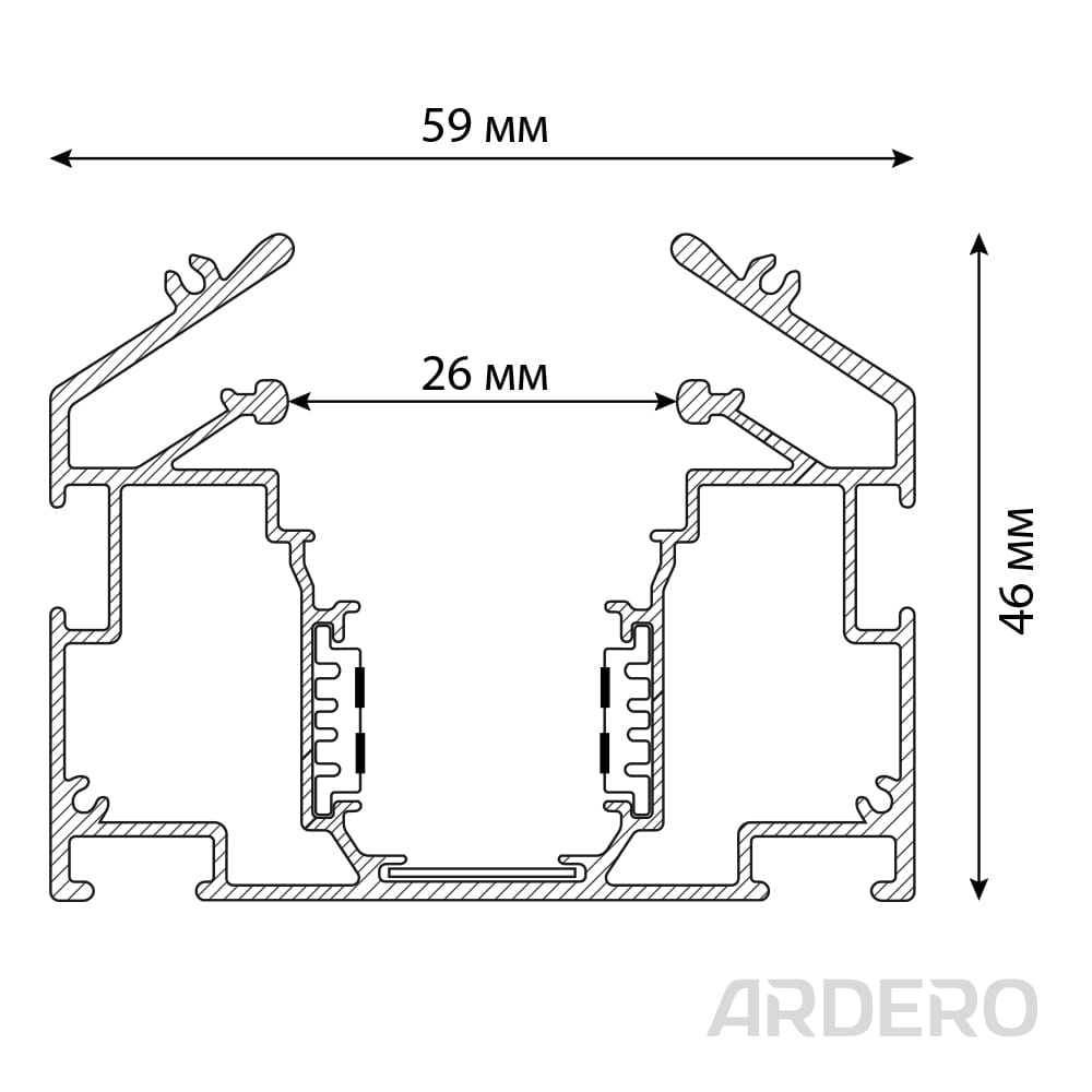 Шинопровод Ardero CABM1005 для натяжных потолков встроенный 3м черный №2