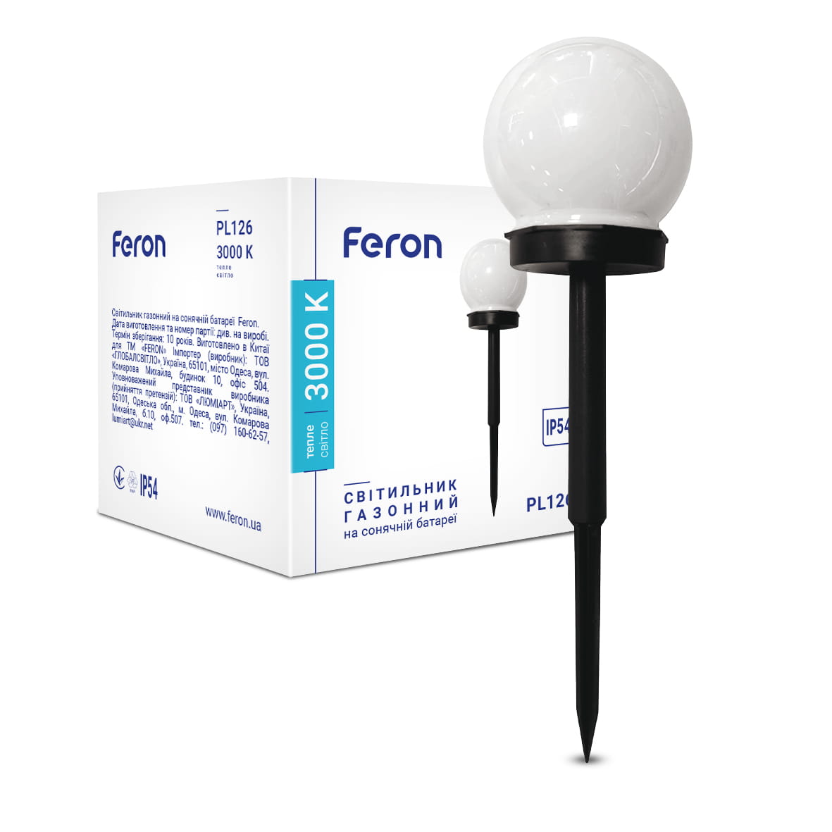 Грунтовой светодиодный светильник Feron PL126 3000K на солнечной батарее черный №1