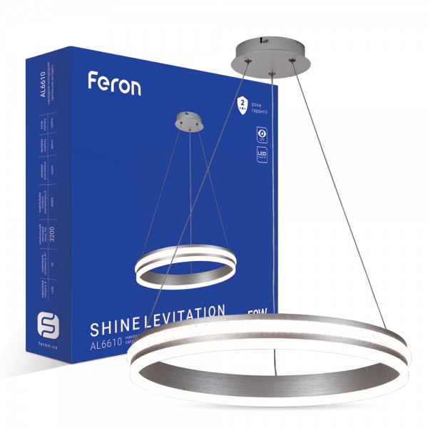 Світлодіодна люстра Feron AL6610 SHINE LEVITATION 50Вт 4000К IP20 срібло