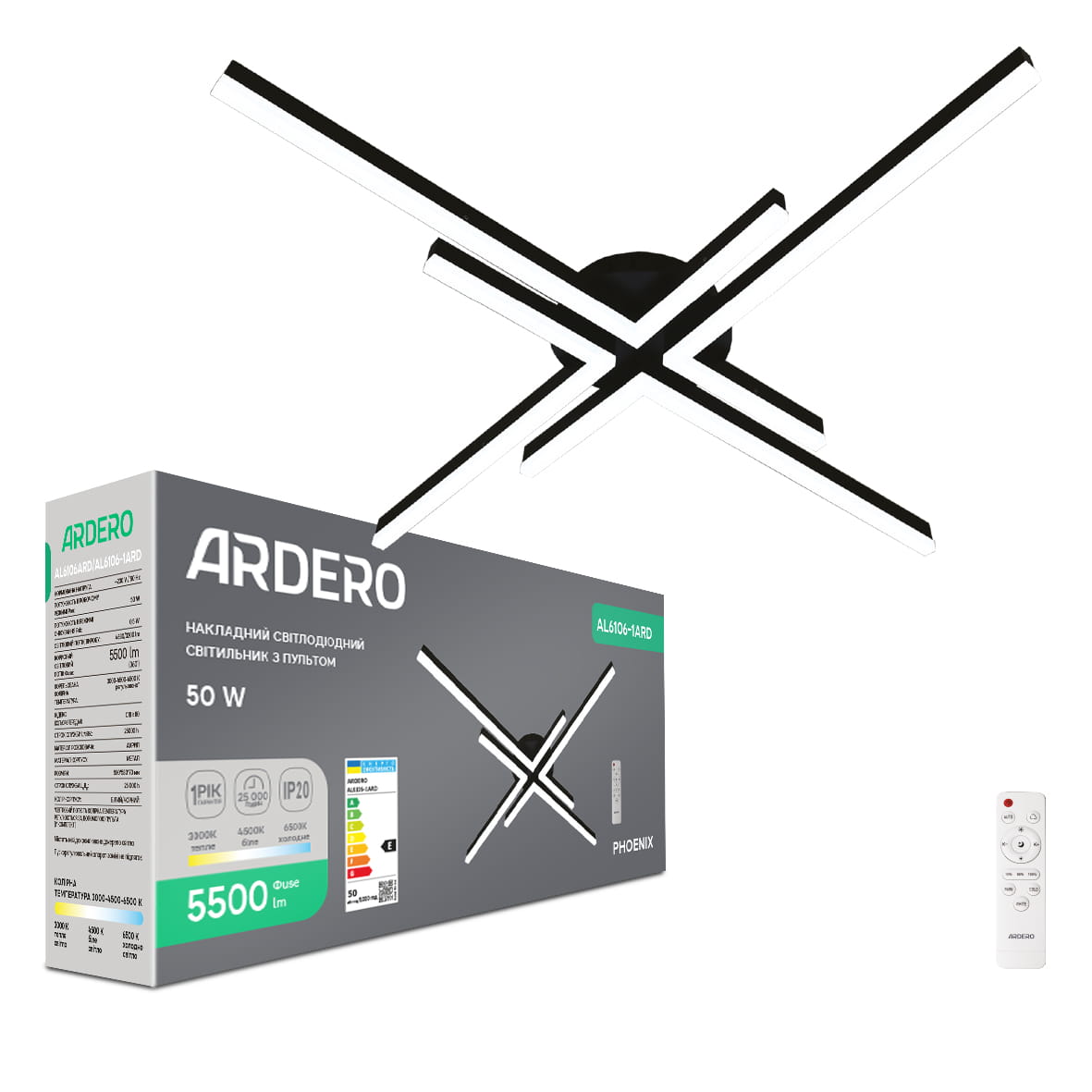 Светодиодный накладной светильник Ardero AL6106-1ARD PHOENIX 50Вт черный №1