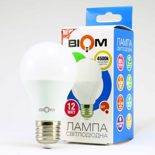 Свiтлодiодна лампа Biom BT-512 A60 12W E27 4500К матова №5