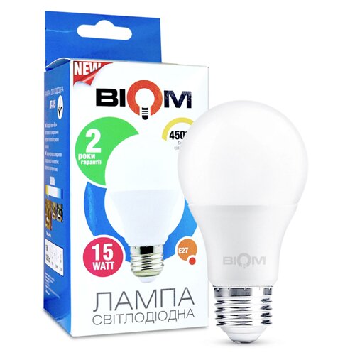 Свiтлодiодна лампа Biom BT-516 A65 15W E27 4500К матова №1