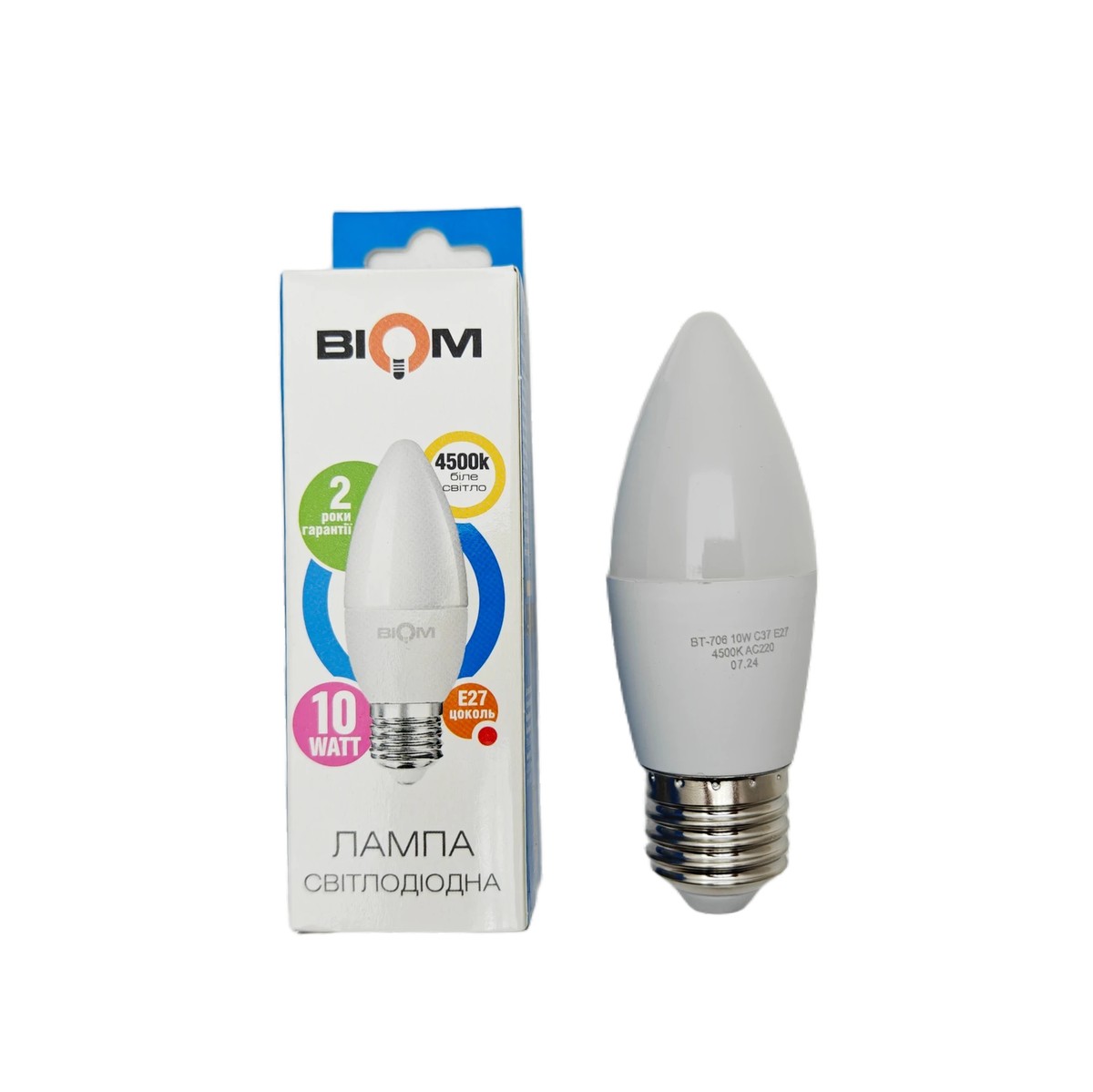 Свiтлодiодна лампа Biom BT-706 C37 10W E27 4500К матова №2