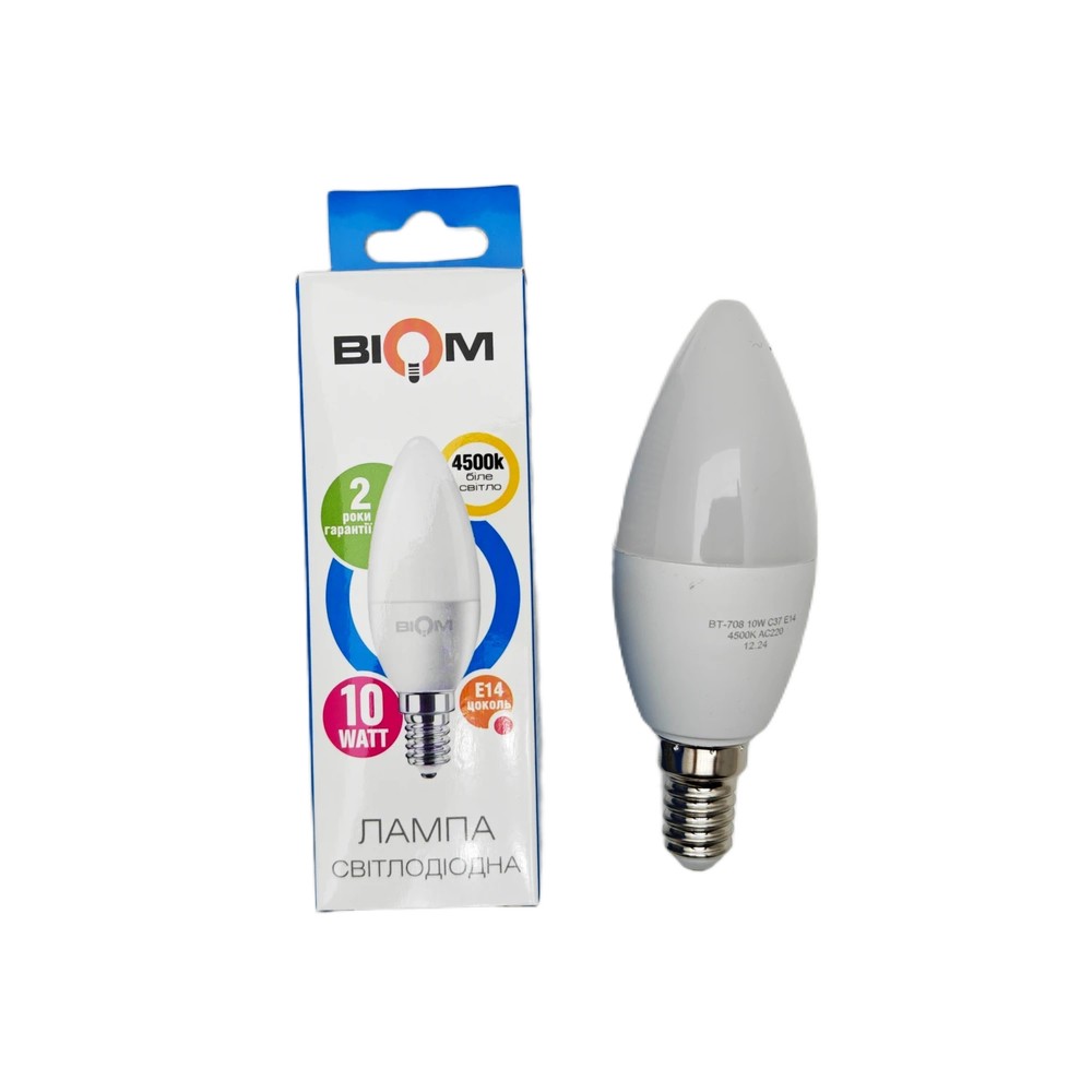 Свiтлодiодна лампа Biom BT-708 C37 10W E14 4500К матова №2