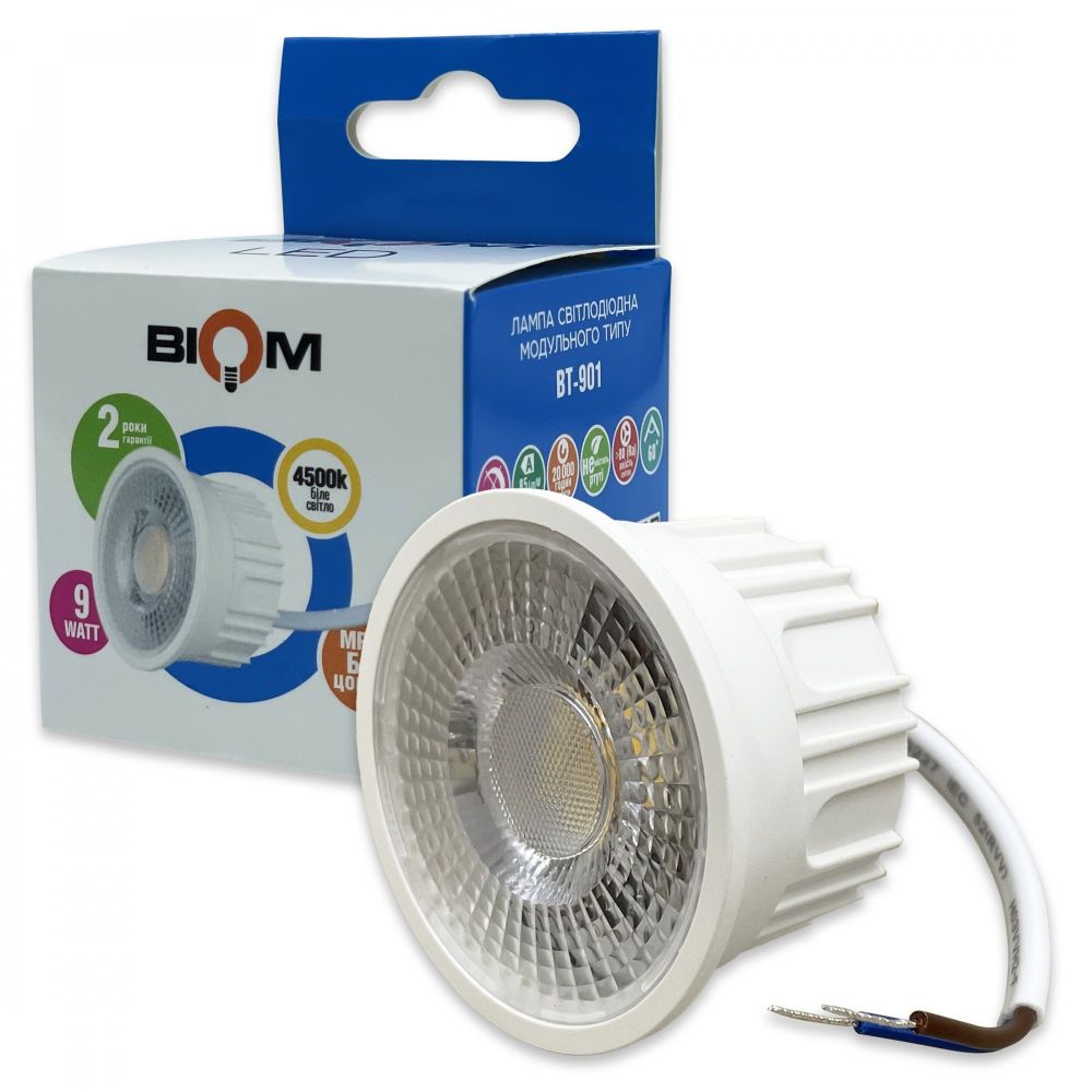 Свiтлодiодна лампа Biom BT-901 MR16 9W модуль 4500К лінза 60 №1