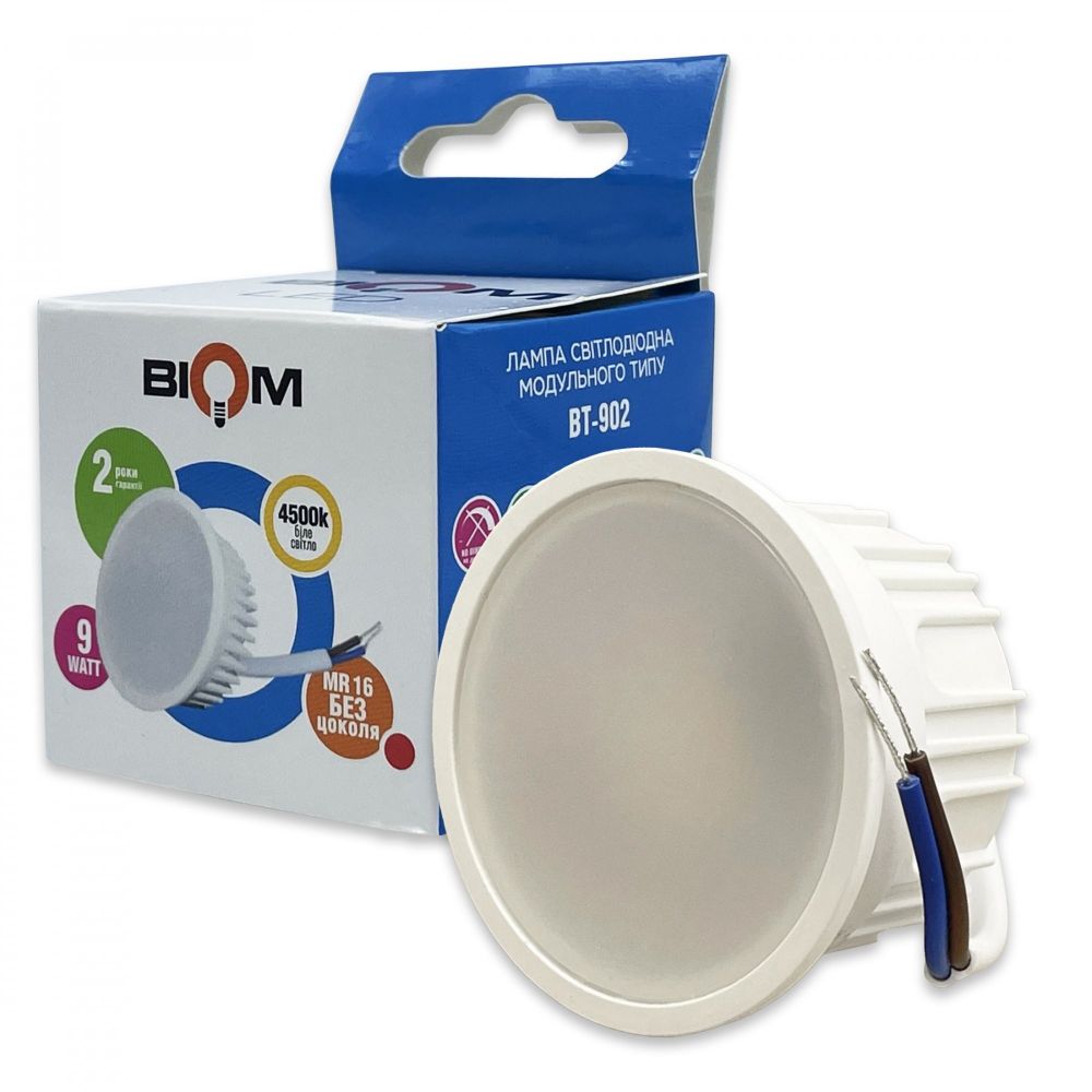 Свiтлодiодна лампа Biom BT-902 MR16 9W модуль 4500К матовий 120 №1