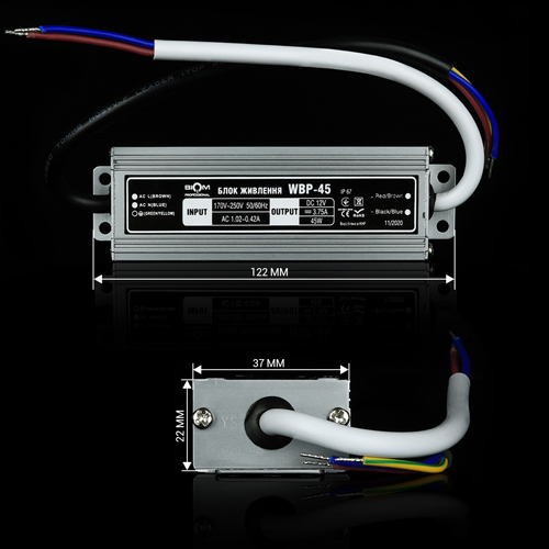 Блок живлення BIOM Professional DC12 45W WBP-45-12 3,7А герметичний №3