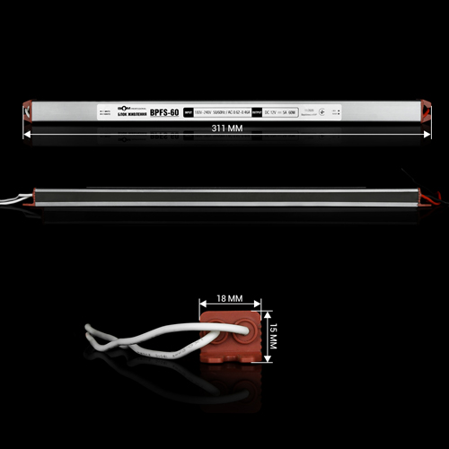 Блок живлення BIOM Professional DC12 60W BPFS-60-12 5А stick герметичний №2