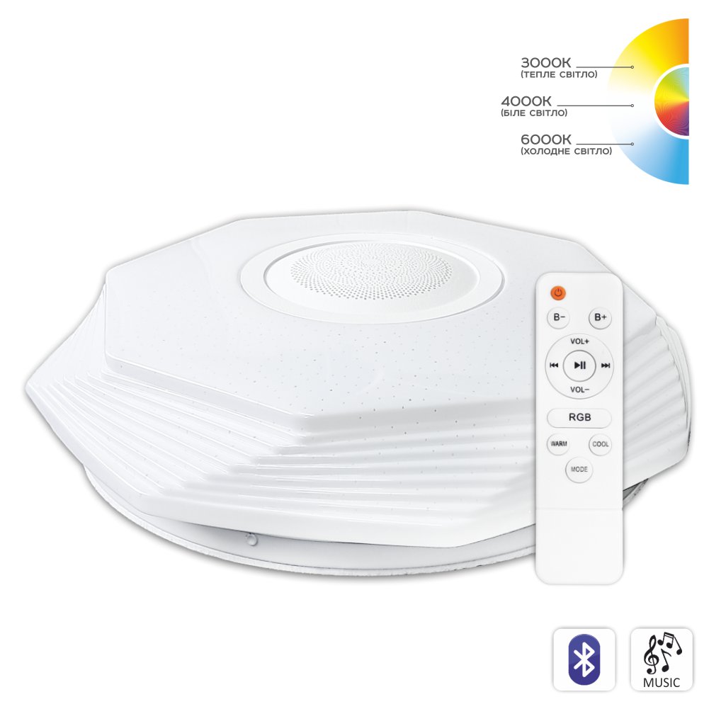 Світильник світлодіодний Biom SMART SML-R46-70-M-RGB 3000-6000K 70Вт с д/к муз. BT APP №1