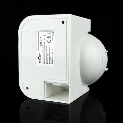 Інфрачервоний датчик руху BIOM IRM-04W max 1200Вт 180°, настінний, білий №5