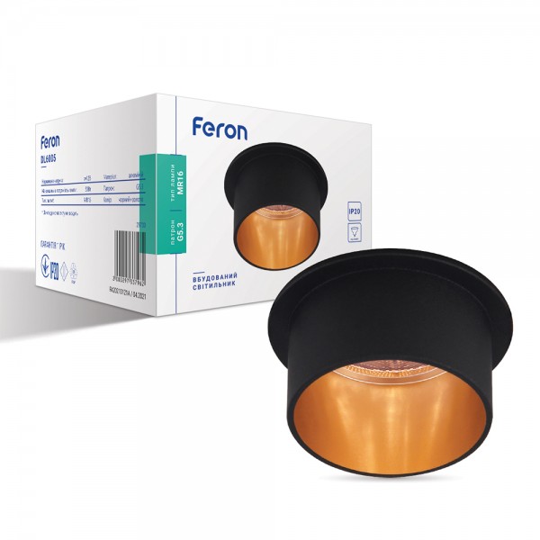Встроенный светильник Feron DL6005 под лампу черный золото №1