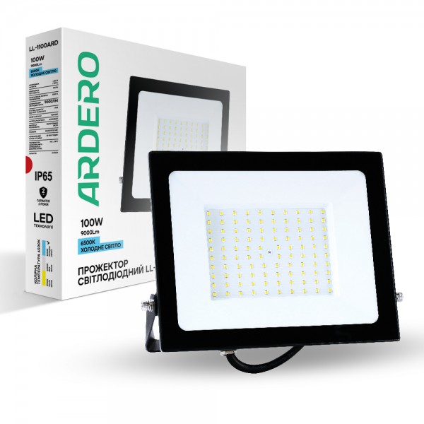 Світлодіодний прожектор Ardero LL-1100ARD 100Вт 6500K IP65 чорний