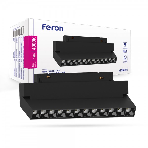 Светодиодный магнитный трековый светильник Feron MGN301 12Вт 4000K черный №1