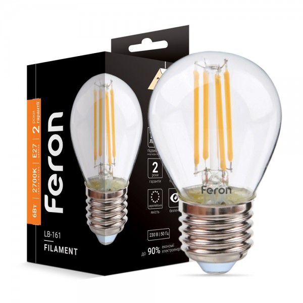 Светодиодная лампа Feron Filament LB-161 6Вт E27 2700K №1