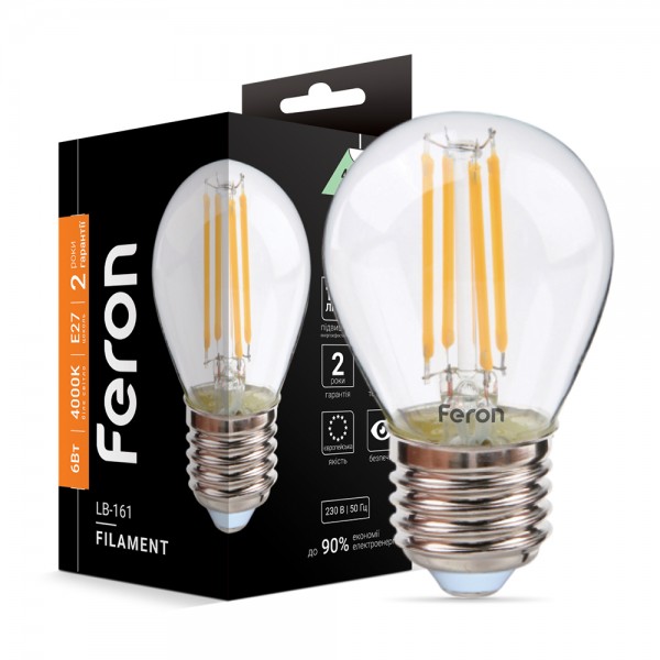 Светодиодная лампа Feron Filament LB-161 6Вт E27 4000K №1
