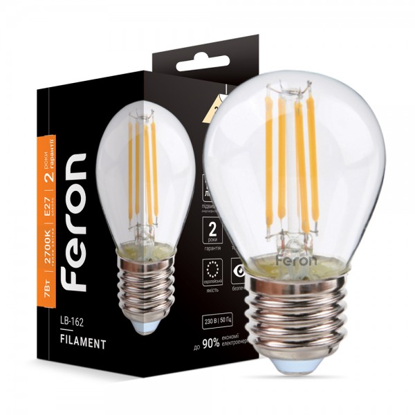 Светодиодная лампа Feron Filament LB-162 7Вт E27 2700K №1