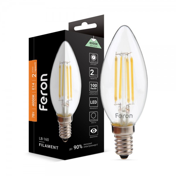 Светодиодная лампа Feron Filament LB-160 7Вт E14 4000K №1